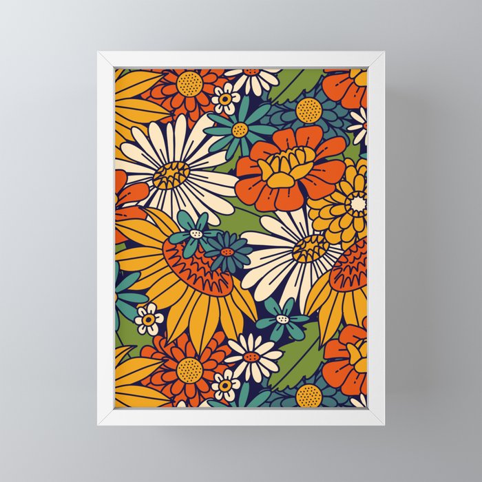 70s Retro Floral - Bold Mini Art Print