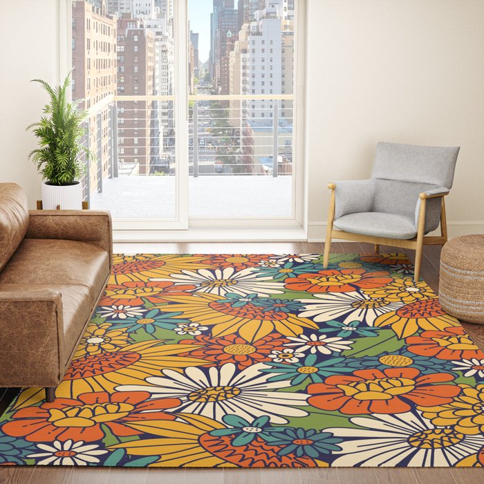 70s Retro Floral - Bold Rug
