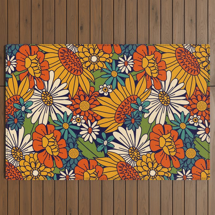 70s Retro Floral - Bold Outdoor Rug