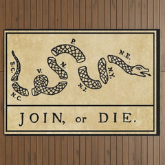 1776 "Join, or Die" Revolutionary War flag with 13 colonies, snake & no colors by Benjamin Franklin Outdoor Rug