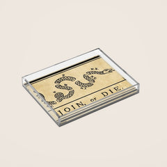 1776 "Join, or Die" Revolutionary War flag with 13 colonies, snake & no colors by Benjamin Franklin Acrylic Tray