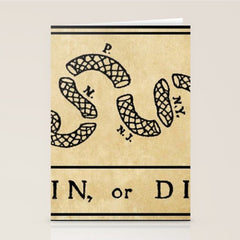 1776 "Join, or Die" Revolutionary War flag with 13 colonies, snake & no colors by Benjamin Franklin Stationery Card