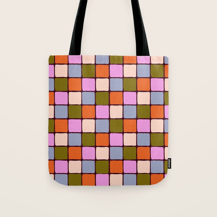 1970s Disco Dancefloor Checkerboard Pattern Tote Bag