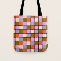 1970s Disco Dancefloor Checkerboard Pattern Tote Bag