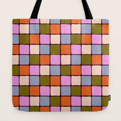1970s Disco Dancefloor Checkerboard Pattern Tote Bag