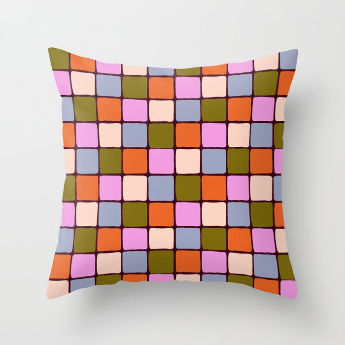1970s Disco Dancefloor Checkerboard Pattern Throw Pillow