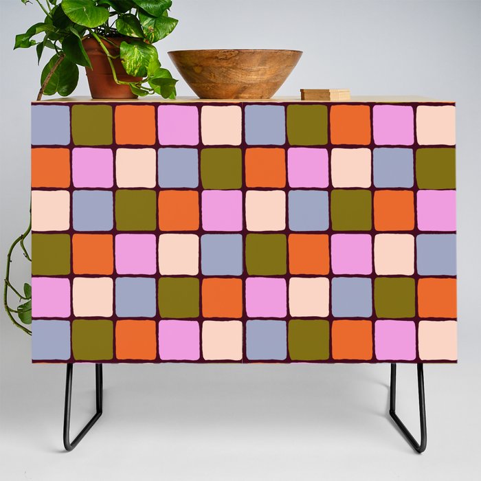 1970s Disco Dancefloor Checkerboard Pattern Credenza