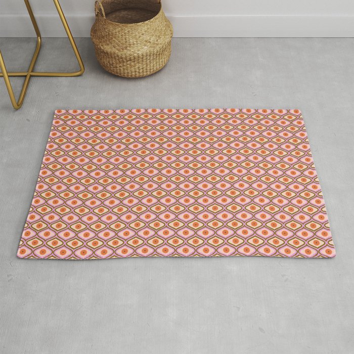 70s Disco Daisy Flower Pattern Rug