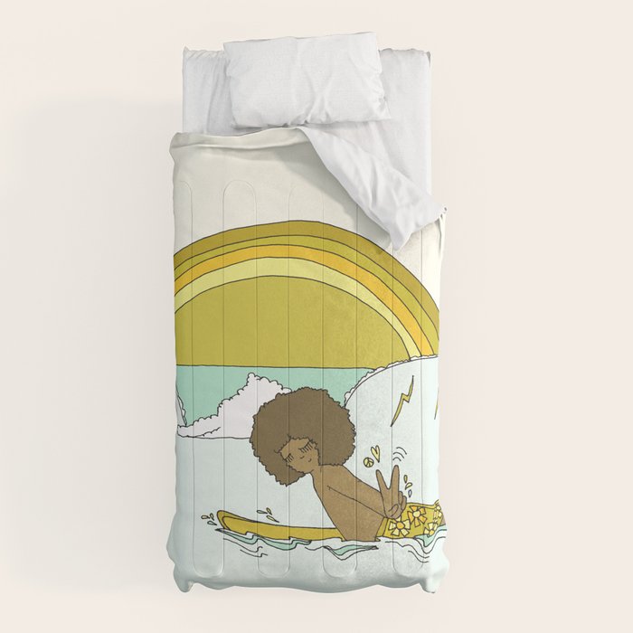 "buttons" kaluhiokalani 70s surf legend // retro surf art by surfy birdy Comforter