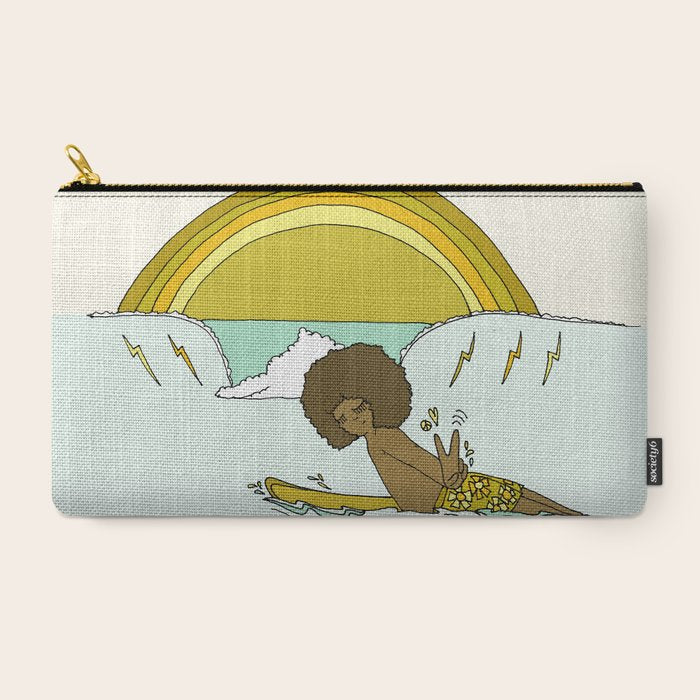"buttons" kaluhiokalani 70s surf legend // retro surf art by surfy birdy Carry All Pouch