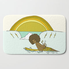 "buttons" kaluhiokalani 70s surf legend // retro surf art by surfy birdy Bath Mat