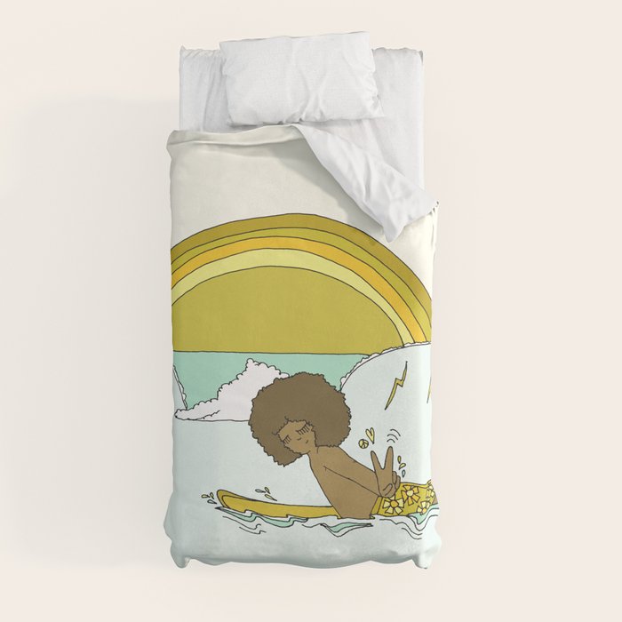 "buttons" kaluhiokalani 70s surf legend // retro surf art by surfy birdy Duvet Cover