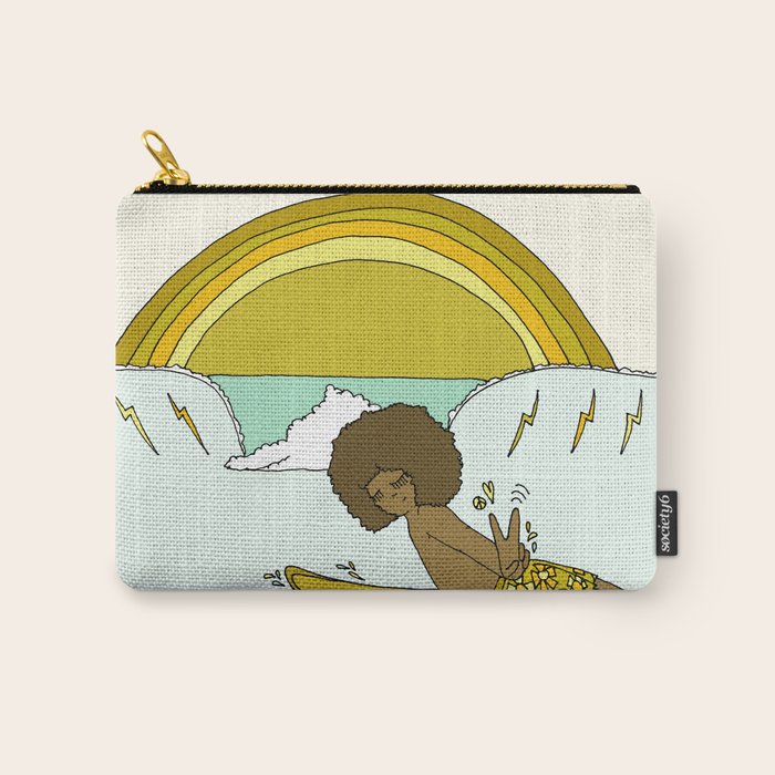 "buttons" kaluhiokalani 70s surf legend // retro surf art by surfy birdy Carry All Pouch
