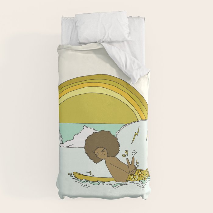 "buttons" kaluhiokalani 70s surf legend // retro surf art by surfy birdy Duvet Cover