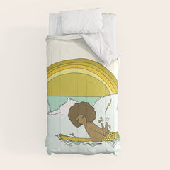 "buttons" kaluhiokalani 70s surf legend // retro surf art by surfy birdy Comforter