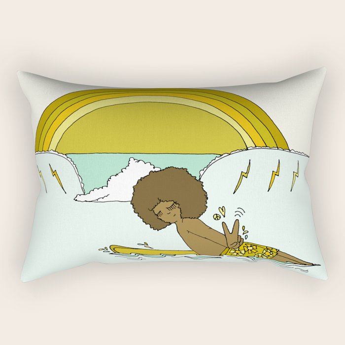 "buttons" kaluhiokalani 70s surf legend // retro surf art by surfy birdy Rectangular Pillow