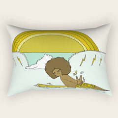 "buttons" kaluhiokalani 70s surf legend // retro surf art by surfy birdy Rectangular Pillow