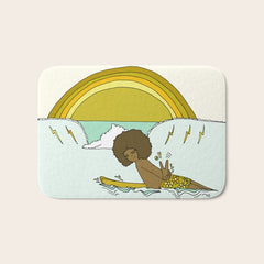 "buttons" kaluhiokalani 70s surf legend // retro surf art by surfy birdy Bath Mat