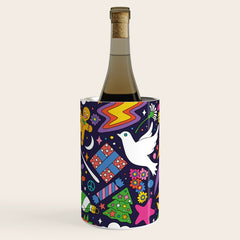 60s 70s psychedelic Modern Christmas Confetti Pattern Wine Chiller