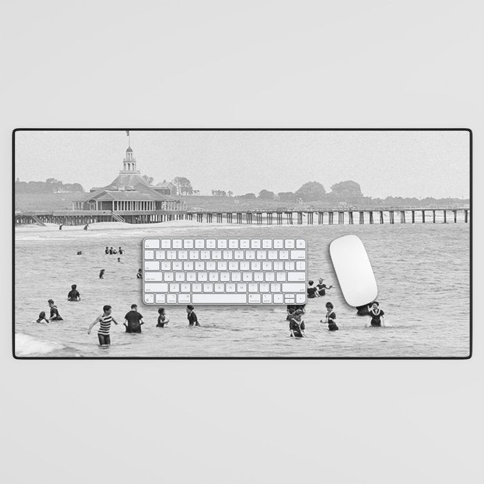 1895 Narragansett Pier and Beach, Narragansett, Rhode Island Desk Mat