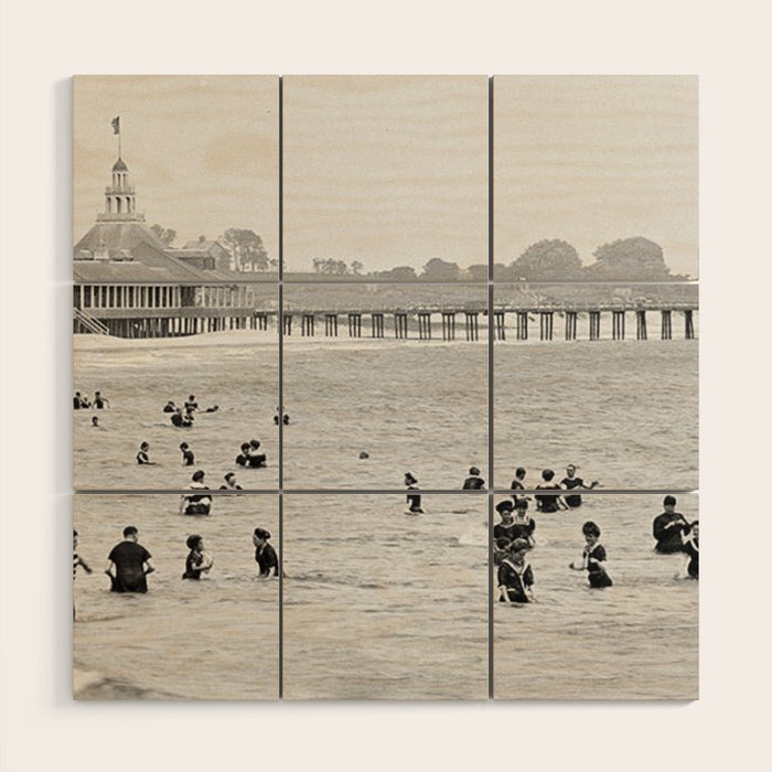 1895 Narragansett Pier and Beach, Narragansett, Rhode Island Wood Wall Art