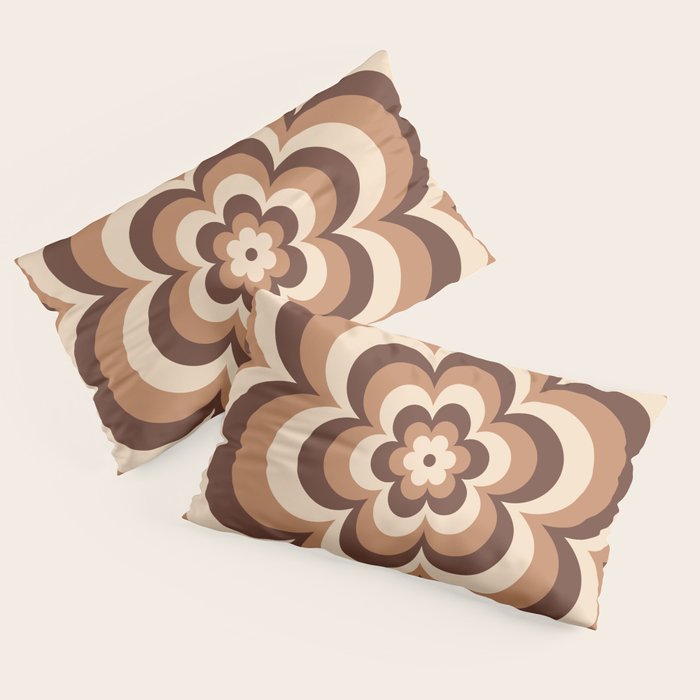 70s Retro Flower Power in Coffee Brown Pillow Sham