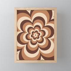 70s Retro Flower Power in Coffee Brown Mini Art Print