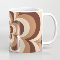 70s Retro Flower Power in Coffee Brown Coffee Mug