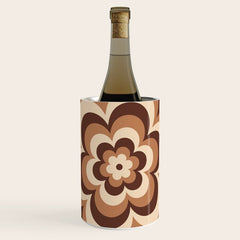 70s Retro Flower Power in Coffee Brown Wine Chiller