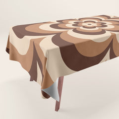 70s Retro Flower Power in Coffee Brown Tablecloth