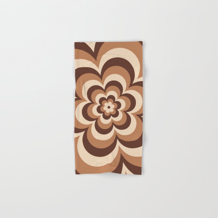 70s Retro Flower Power in Coffee Brown Bath Towel