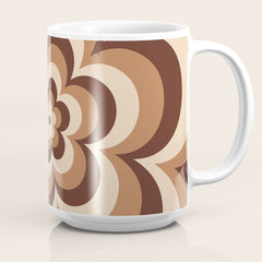 70s Retro Flower Power in Coffee Brown Coffee Mug