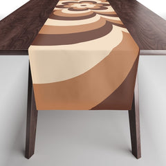70s Retro Flower Power in Coffee Brown Table Runner