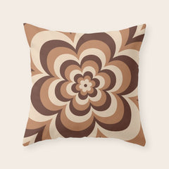 70s Retro Flower Power in Coffee Brown Throw Pillow