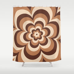 70s Retro Flower Power in Coffee Brown Shower Curtain