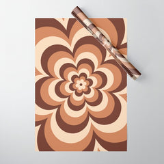 70s Retro Flower Power in Coffee Brown Wrapping Paper