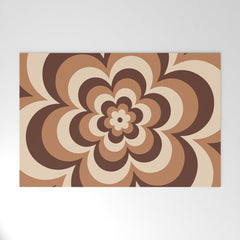 70s Retro Flower Power in Coffee Brown Welcome Mat