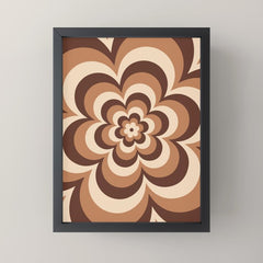 70s Retro Flower Power in Coffee Brown Mini Art Print