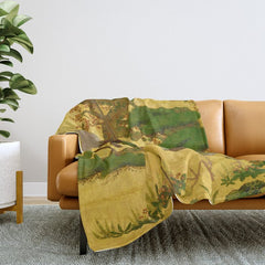 16th Century Japanese Birds & Flowers Throw Blanket