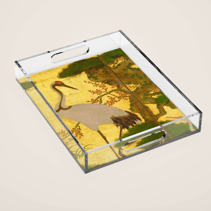16th Century Japanese Birds & Flowers Acrylic Tray