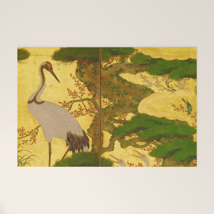 16th Century Japanese Birds & Flowers Welcome Mat