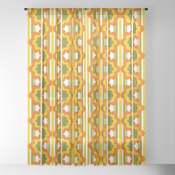 70's Summer' Orange Yellow Green Window Curtain