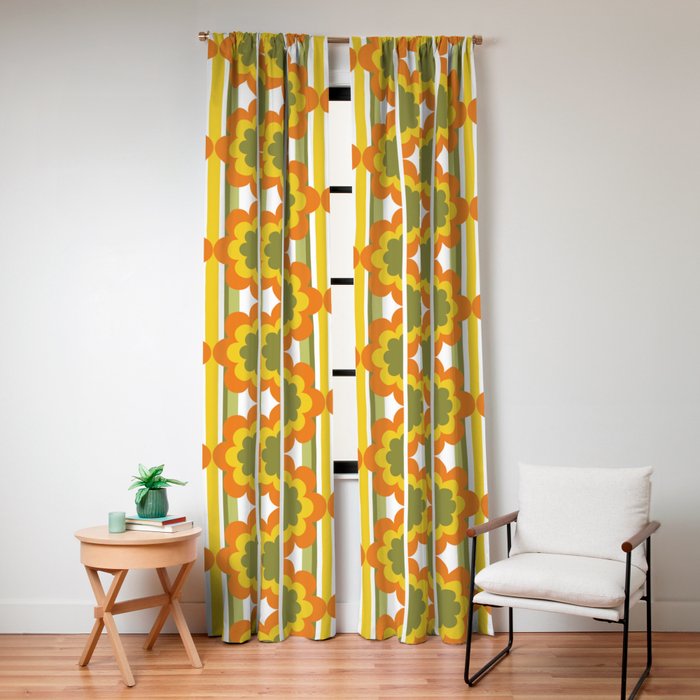 70's Summer' Orange Yellow Green Window Curtain