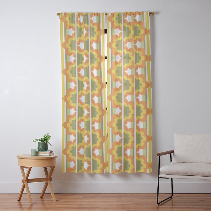70's Summer' Orange Yellow Green Window Curtain
