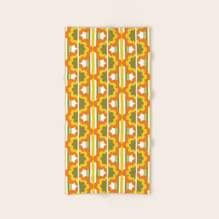 70's Summer' Orange Yellow Green Bath Towel