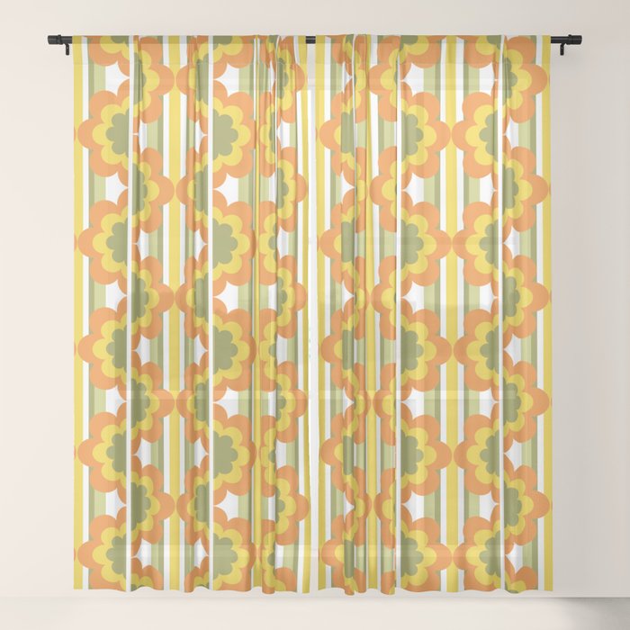 70's Summer' Orange Yellow Green Window Curtain