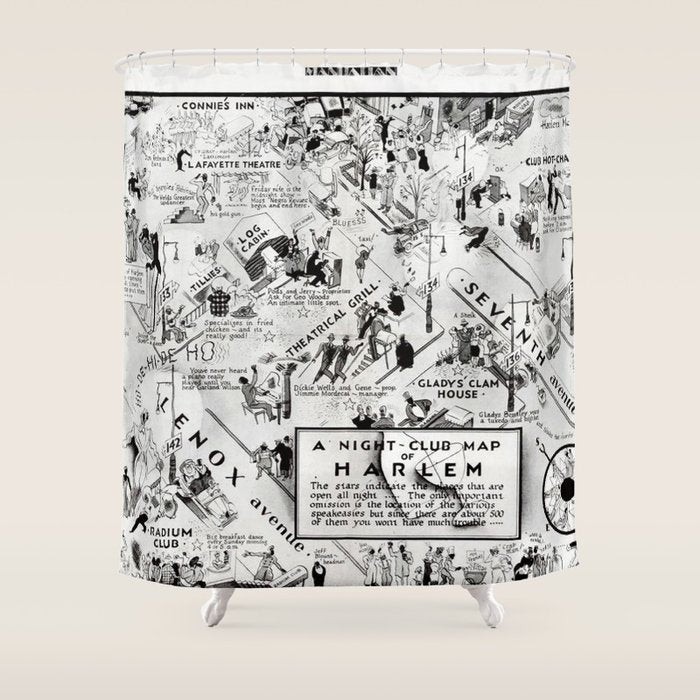 1932 Night-Club Map of Harlem, NY Centerfold from Manhattan Weekly by Elmer Simms Campbell Shower Curtain