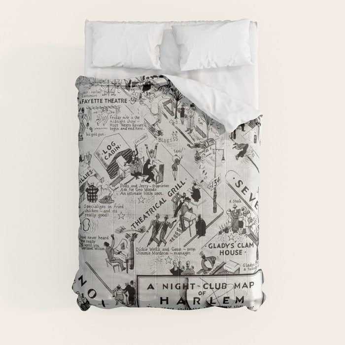 1932 Night-Club Map of Harlem, NY Centerfold from Manhattan Weekly by Elmer Simms Campbell Comforter