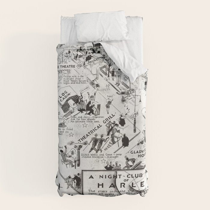 1932 Night-Club Map of Harlem, NY Centerfold from Manhattan Weekly by Elmer Simms Campbell Duvet Cover