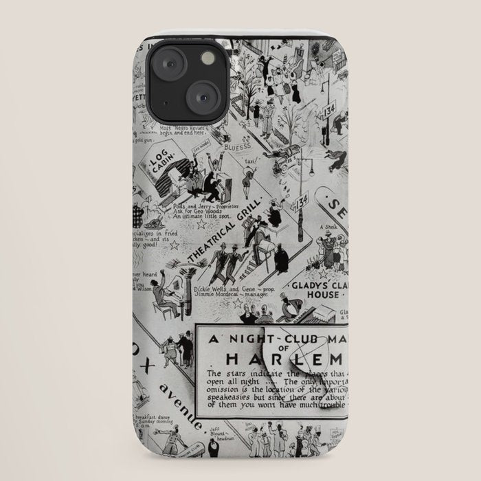 1932 Night-Club Map of Harlem, NY Centerfold from Manhattan Weekly by Elmer Simms Campbell iPhone Case